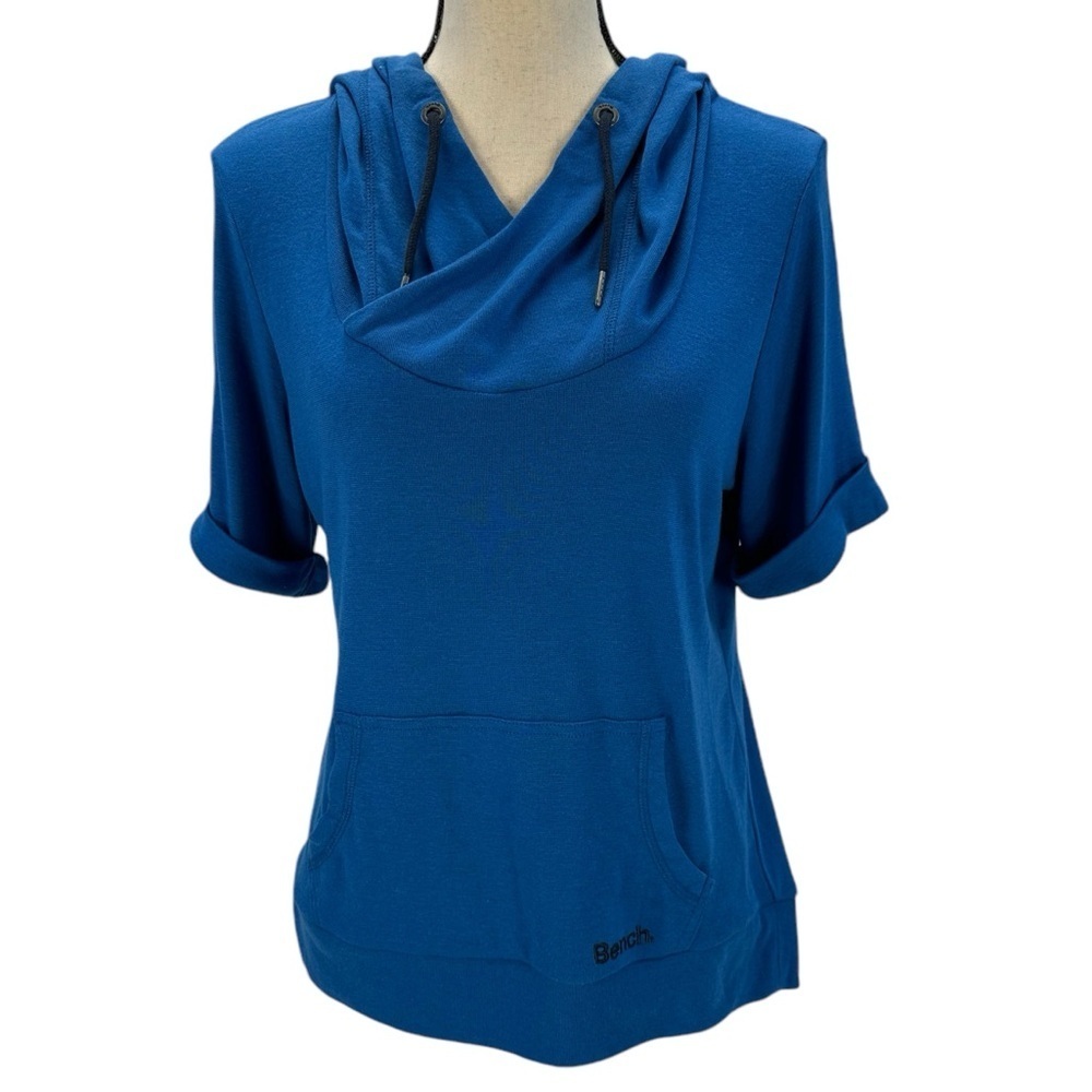 Bench Short Sleeve Front Pocket Hoodie Shirt - Blue - size Small
